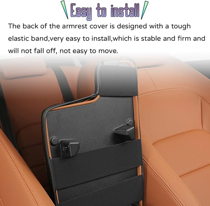 Custom Interior Accessories for F-PACE FPACE/XF 2017 2018 2019 2020 PU Leather Center Console Armrest Box Cover Armrest Cushion Central Armrest Protector Pad(Black with red Stitching)