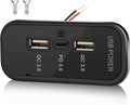 72W 3 Ports 12V RV USB Outlet, 36W PD3.0 Type-C Quick Charge + Dual 18W QC3.0 USB A Panel Wall Mount Car Charger Socket Automotive Multi-Port Adapter for ATV Marine Truck Boat Bus