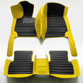 Custom Making Car Floor Mats Protection Pads for 99% Sedan/Coupe/Hatchback/SUV/Pickup Men Women Car Floor Mats Coverage Pads Anti-Slip Leather Floor Lining (Yellow+Black Stripe)