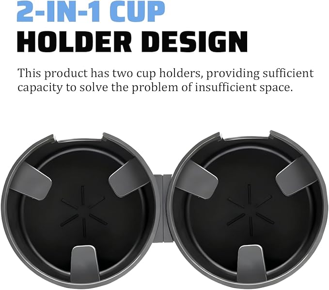 Car Double Cup Holder Expander, 2 in 1 Multifunctional Vehicle Cup Holder Adapter with Adjustable Base, Auto Drink Bottles Extender Organizer, Universal for SUV Automobile Truck (Black)