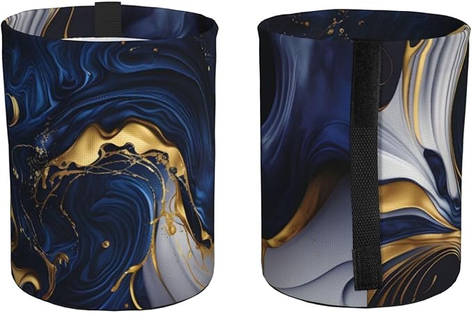 Marble Car Trash Can,Car Accessories Waterproof Car Organizer Foldable Portable Trash Bin Can Be Hung on The Back Seat Garbage Can for Various Cars