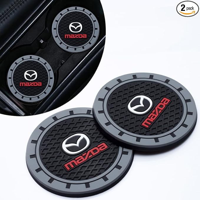 Silicone 2PCS Car Cup Mat Holder Coasters Compatible with Mazda M2 M3 M5 M6 MX5 RX7 RX8 A8 CX9 MX6 R3 CX-5 CX-7 CX-8, Non-Slip Car Coasters for Cup Holder Interior