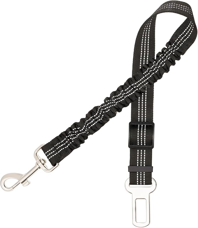 Aerkersun Dog Seat Belt for Car - Adjustable Dog Car Safety Harness, Elastic Cushioning Seatbelt Leash, Reinforced Metal Buckle Anti-Tangle Design, for Small and Medium Pets (Black)