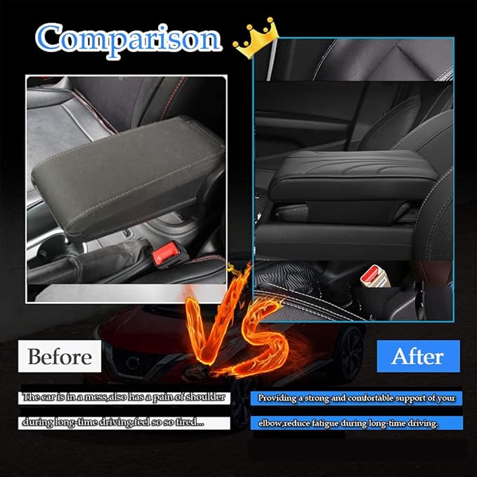 DURASIKO Upgraded Car Center Console Pad,Elbow Rest Pillow,PU Leather Armrest Cushion, Relieve Arm Fatigue,Great for Long-time Driving,Universal Car Armrest Seat Box Cover Protector for Most Vehicles