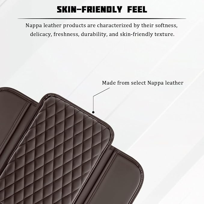 Car Armrest Cushion Pad, Leather Vehicle Center Console Cover with 2 Storage Bags, Non-Slip Automotive Interior Arm Rest Seat Box Cover Accessories, Universal for SUV RV Sedan (Coffee)