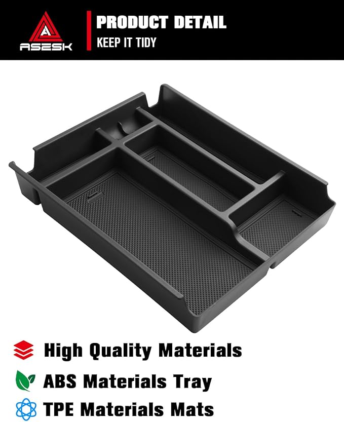 ASZSK for 2019-2026 Chevy Silverado/Sierra 1500& 2020-2026 Silverado 2500HD 3500HD (Split-Bench Folding Seat) Center Console Upper Center Console Organizer ABS Materials