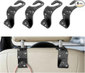 4PCS Bling Car Seat Headrest Hooks, Crystal Rhinestone Vehicle Back Seat Hanger Holder, Auto Interior Headrest Hanging Storage Organizer for Purse Handbag Coat, Universal Fit (Black)
