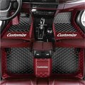Custom Car Mats All Weather Fit Automotive Floor Mats PU Leather Protector Mat for Most Sedan, SUV, Truck Floor Mats (Black and Wine Red Side)
