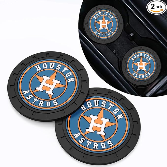 Silicone Astros Car Cup Holder Coasters,Baseball Fans Car Coasters for Huston Astros Fans, Non-Slip Universal Fit Cup Holder Insert
