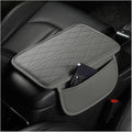 Car Center Console Cover, Leather Vehicle Armrest Seat Box Pad Cushion with 2 Storage Bags, Automotive Interior Arm Rest Protector Accessories, Universal for SUV, Sedan, Truck (Gray)