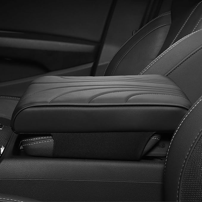 RAKSONIC Upgrade Car Console Armrest Pad,Car Armrest Cushion with Comfortable Memory Foam,Premium PU Leather Car Armrest Cover,Universal Car Center Console Pillow,Car Accessories(Black3)