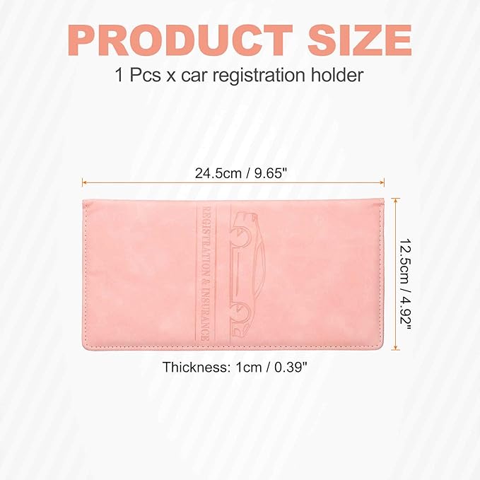 HARFINGTON Car Registration and Insurance Holder 9.65" x 4.92" PU Leather Vehicle Glove Box Organizer Storage Accessories Men Women Car ID Holder for License ID Card Bank Card, Pink