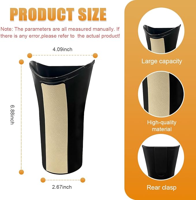 Car Umbrella Storage Bucket, Waterproof & Leakproof Auto Front Back Seat Door Umbrella Storage Hanging Holder, Portable Vehicle Center Console Armrest Trash Can for Home, Office(Beige)