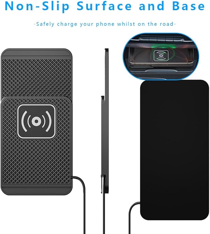 Wireless Charging Pad for Car for Acura MDX 2001-2020 2022-2026, Non-Slip Type C/USB 20W Fast Phone Charging Pad DIY Trim-to-Fit No Interior Damage,B&Type-C