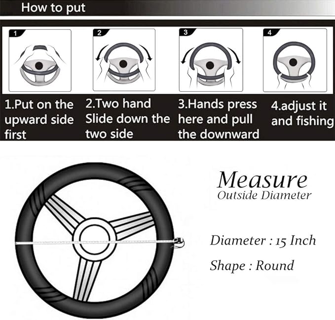 Cxtiy Premium Ice Silk Steering Wheel Cover - Soft, Breathable, and Anti-Slip for Ultimate Comfort and Style Fit Most of Cars SUV Auto Vehicle (C-Black)