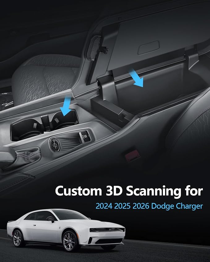 SKTU 2PCS for 2024 2025 2026 Dodge Charger Center Console Organizer for 2024 2025 2026 Dodge Charger Daytona Cup Holder Console Tray Dodge Charger 2024 2025 2026 Accessories ABS Storage Box