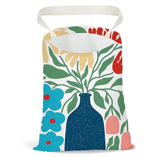 Pykfrhh Boho Flower Car Trash Can, Car Trash Bag Hanging, Waterproof Cars Back Seat Hanging Organizer and Storage Trash Bags for Vehicle Travelling Camping