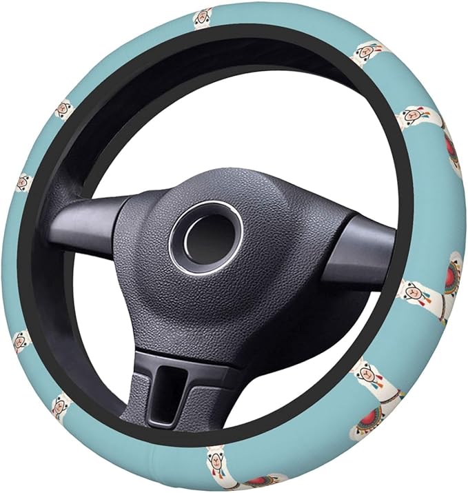 Neoprene Steering Wheel Cover Llama Pattern Car Steering Wheel Cover Universal Fit for Most Cars