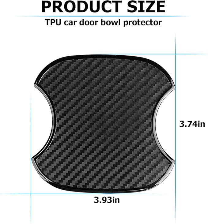 Mandark Car Door Handle Cup Scratch Protector, 4PCS 3D TPU Carbon Fiber Vehicle Door Bowl Sticker, Automotive Door Handle Paint Protective Film Cover Accessories, Universal for Most Cars (Medium)