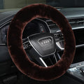 Fluffy Fur Wool Sheepskin car Steering Wheel Cover, Fuzzy Protector for Universal Steering Wheel 15inch, Anti-Slip,Comforting and Luxurious, Soft Texture (Mocha)