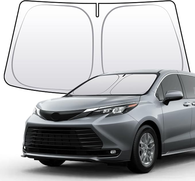 Thickened 2-Layer Front Windshield Sun Shade Compatible for Toyota Sienna XL40 2021-2025, Foldable Custom Fit Sunshade Blocks 99% Heat, Keeps Car Interior Cool (for Sienna XL40 2021-2025)