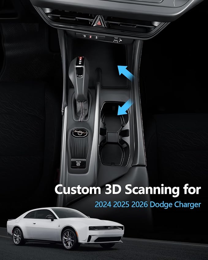 SKTU 2PCS for 2024 2025 2026 Dodge Charger Cup Holder for 2024 2025 2026 Dodge Charger Daytona Central Control Cup Holder Console Mat Dodge Charger 2024 2025 2026 Accessories Console Non-Slip Pad
