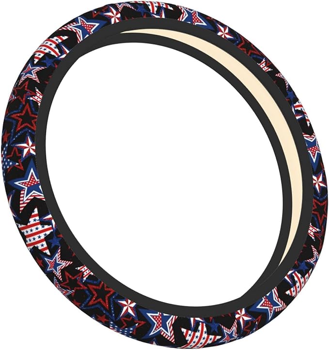 Memorial Day Patriotics Steering Wheel Cover Forth of July America 250 Anti-Slip,Sweat Absorption Universal 15 inch Steering Wheel Covers Cute car Accessories for Women