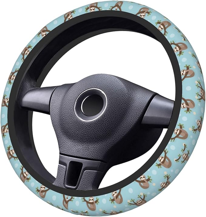 Blue Sloth Universal Fit Steering Wheel Cover for Car, Truck, and SUV, Durable Steering Wheel Protection
