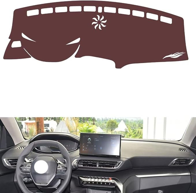 Leather Dashboard Cover Compatible with Peugeot 4008 2021-2023，Dash Cover, Non-Slip Dash Cover, Dash mat Dashboard Cover, Interior Dash Covers