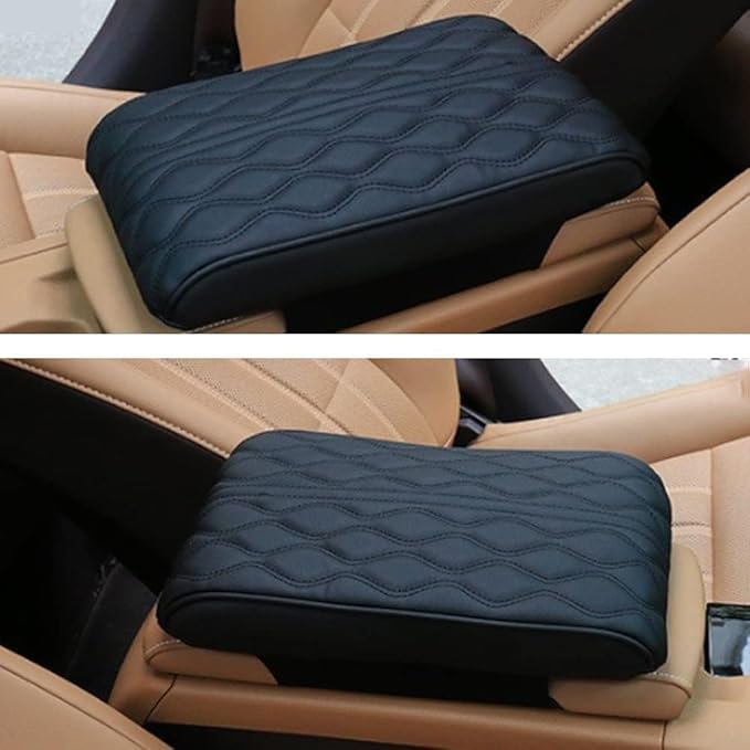 Leather Car Armrest Box Pad, 2025 Upgrade Universal Auto Arm Rest Cushion Memory Cotton Armrest Box Pad, Car Center Console Cover for Most Vehicle, Car Accessories (#7)