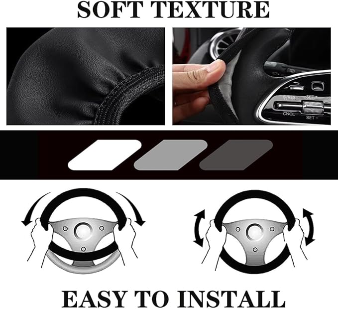 Tri-Color 3 Color Logo Steering Wheel Cover, Elastic Steering Wheel Cover Protector Anti-Slip Durable Universal 15 Inch Compatible with Toyota Vehicle Truck SUV. (White Gray A1)