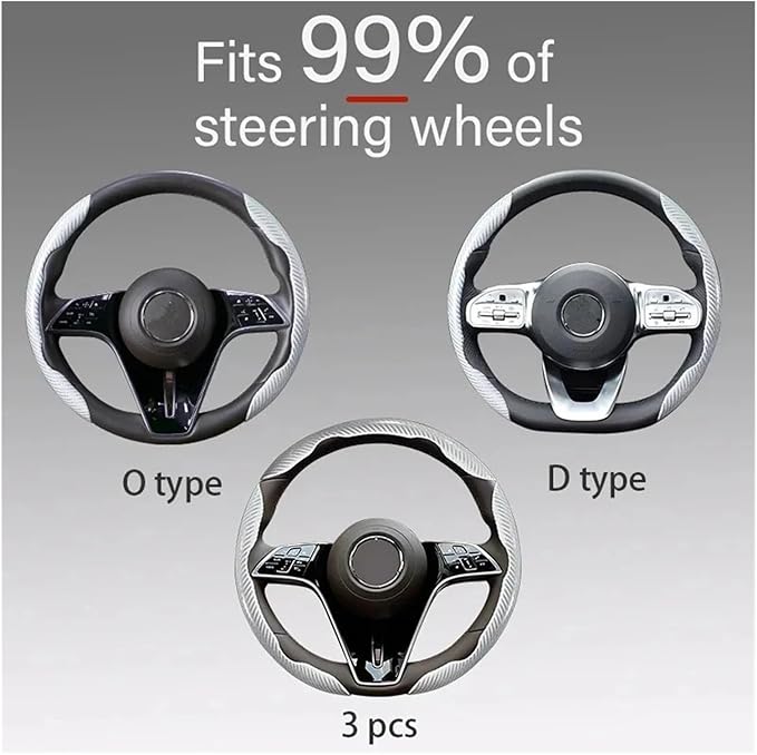 1/2PCS Laser Perforated Steering Wheel Cover, Microfiber Leather and Silicone Non-Slip Grip(1pcs Black)