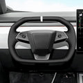 Steering Wheel Cover for Cybertruck Hand Stitching DIY Nappa Leather Steering Wheel Cover with White Center Mark (Black with White)
