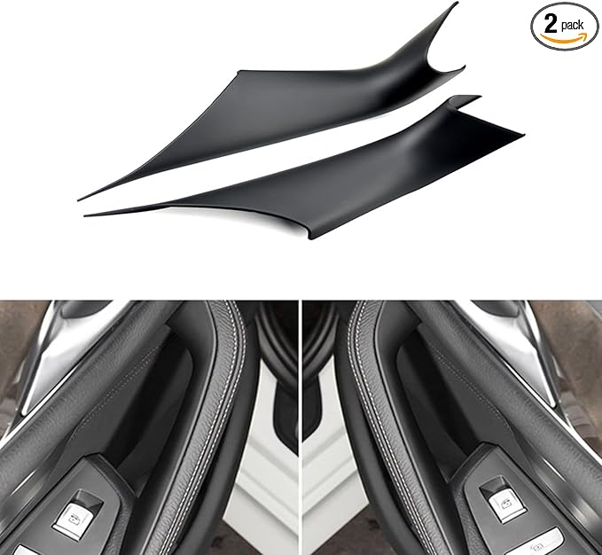 Yumfugu Pack-2 Automobile Side Door Handle Covers, ABS Door Pull Handle Protectors, Car Armrest Pads - Compatible with BMW New 5 Series (Black)