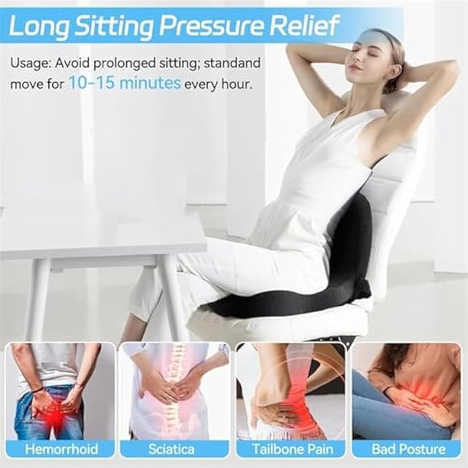 Back and Seat Cushion, Trucker Seat Cushions for Long Sitting, Car seat Cushion with Back Support, Seats Cushions for Lumbar Pain and Supporting The HIPS, Trucker Essentials (B)