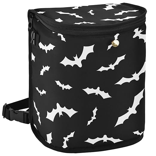 Bat Car Trash Can Halloween Black Car Garbage Bag with Lid Hanging Waterproof Leak Proof Vehicle Storage Bin