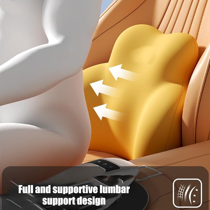 Car Lumbar Support Pillow for Honda Prologue 2025 Memory Foam Back Support Cushion Breathable Car Seat Lumbar Pad Accessories,Yellow