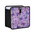 Car Trash Can Organizer Bin with Adjustable Strap for Back Front Seat Console Waterproof Leakproof Collapsible Portable 11 Inch Purple Dreamy Butterflies and Stars