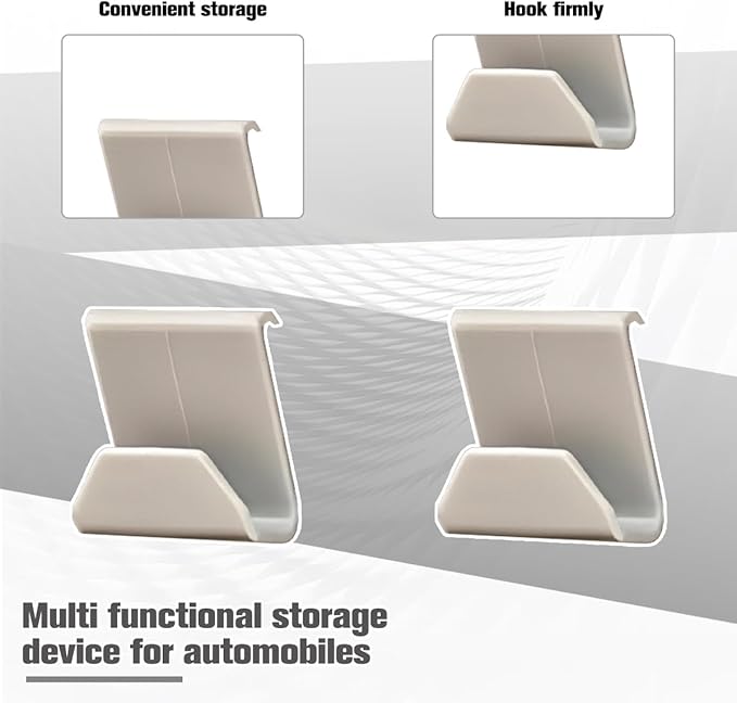2PCS Car Co-Pilot Glovebox Hooks, Front Passenger Seat Glovebox Storage Hanger for Purse Key Umbrella Cable, Multifunctional Glove Compartment Holder Organizer Hook, Universal Fit (Beige)
