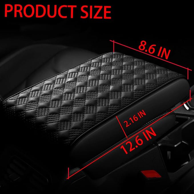 Car Armrest Cushion, Automotive Anti-Scratch Leather Memory Foam Center Console Pad Cover Protector Elbow Pillow Armrest Seat Box with Organizer Pockets Storage Bag, Universal Fit