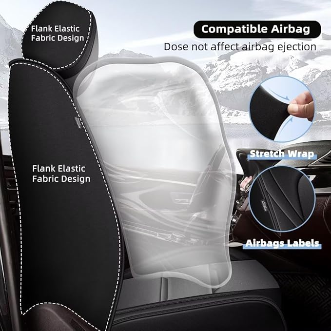 YORKNEIC 2 Front Car Seat Covers Fit for Jaguar E-Pace 2018-2025 Faux Leather Seat Covers Automotive Seat Protectors Cushions (2 Front Seat,Black&Grey)