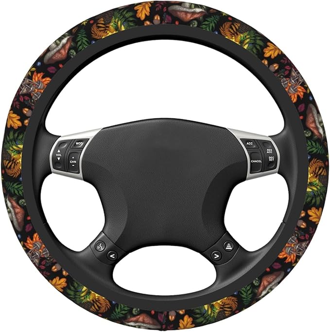Wetland Fern Neoprene Steering Wheel Cover for Men Women Anti-Slip Elastic Steering Wheel Protective Cover 15in Universal Car Accessories Fit Cars, SUVs, Auto