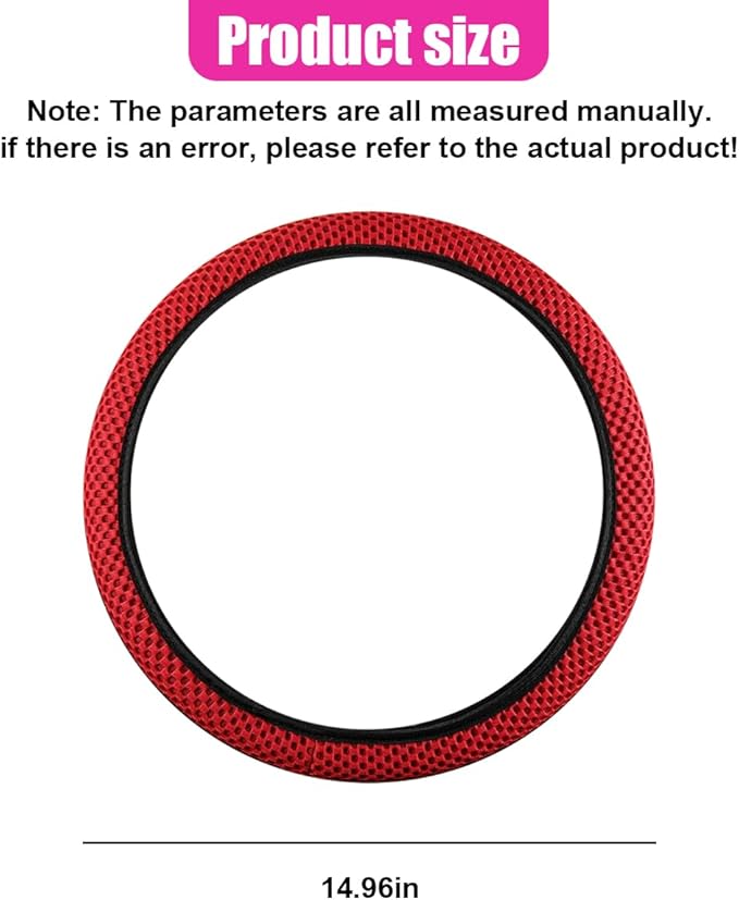 Elastic Stretch Steering Wheel Cover, Anti-Slip 15 inch Microfiber Odorless Breathable Ice Silk Car Steering Wheel Protector, Easy Carry, Warm in Winter & Cool in Summer (Red)