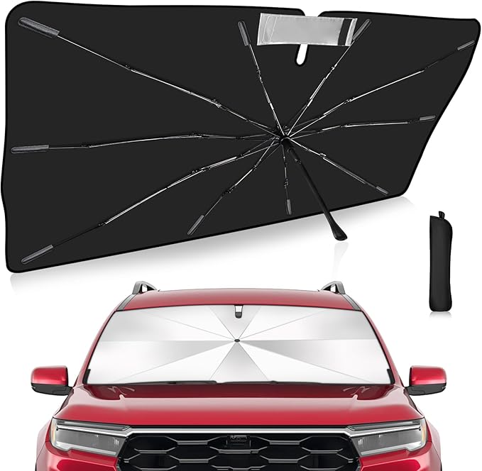 2025 Upgrade Windshield Sun Shade Umbrella Custom Fit for Honda Pilot 2023 2024 2025 Foldable UV Protection Car Cover, Emergency Rain Shield & Dashboard Protector - Durable Auto Accessory