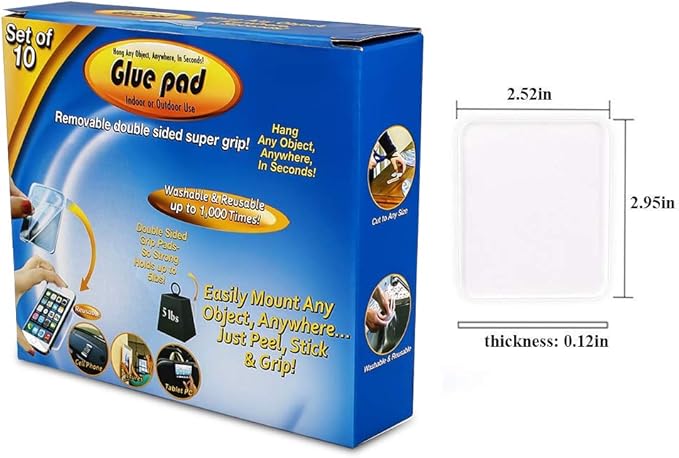 ZC GEL Sticky Gel Pads (10 Pack), As Seen On TV Removable Traceless Gripping Pad Washable Reusable Anti Slip Pad for Car Dashboard Office Home Stick Anything Anywhere, Clear