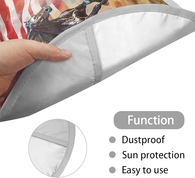 Vehicle Accessories for Women Steering Wheel Sun Shade Heat Resistant Steering Wheel Sun Cover Universal Fit Van Car SUV Truck, American Flag Running Horse Pattern