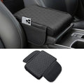 Car Center Console Armrest Cover, Leather Car Center Console Cover Cushion with 2 Storage Bags, Universal Center Console Pad Thickened Memory Foam Car Armrest Lids Storage Box (Black)