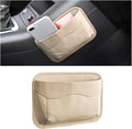 Car Seat Side Pocket Organizer, PU Leather Pen Phone Sunglasses Holder Tray Pouch Seat Gap Filler, Mini Storage Bag Car Interior Accessories for Auto Seat Door Window Console (Beige)
