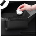 Car Trash Can, Foldable Small Hanging Trash Bin Waterproof Car Door Organizer, Multi-Function Leather Garbage Bag Mini Storage Can for Vehicle Back Seat & Side Door (Black)