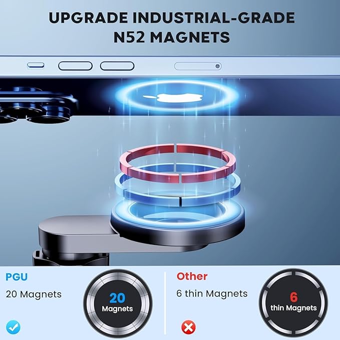 Car Phone Holder for Magsafe [3700gf Magnetic] Cell Phone car Mount, Phone Holders for Your Car Accessories Kits for iPhone 17 16 15 14 13 12 Pro Plus Max Air Kits
